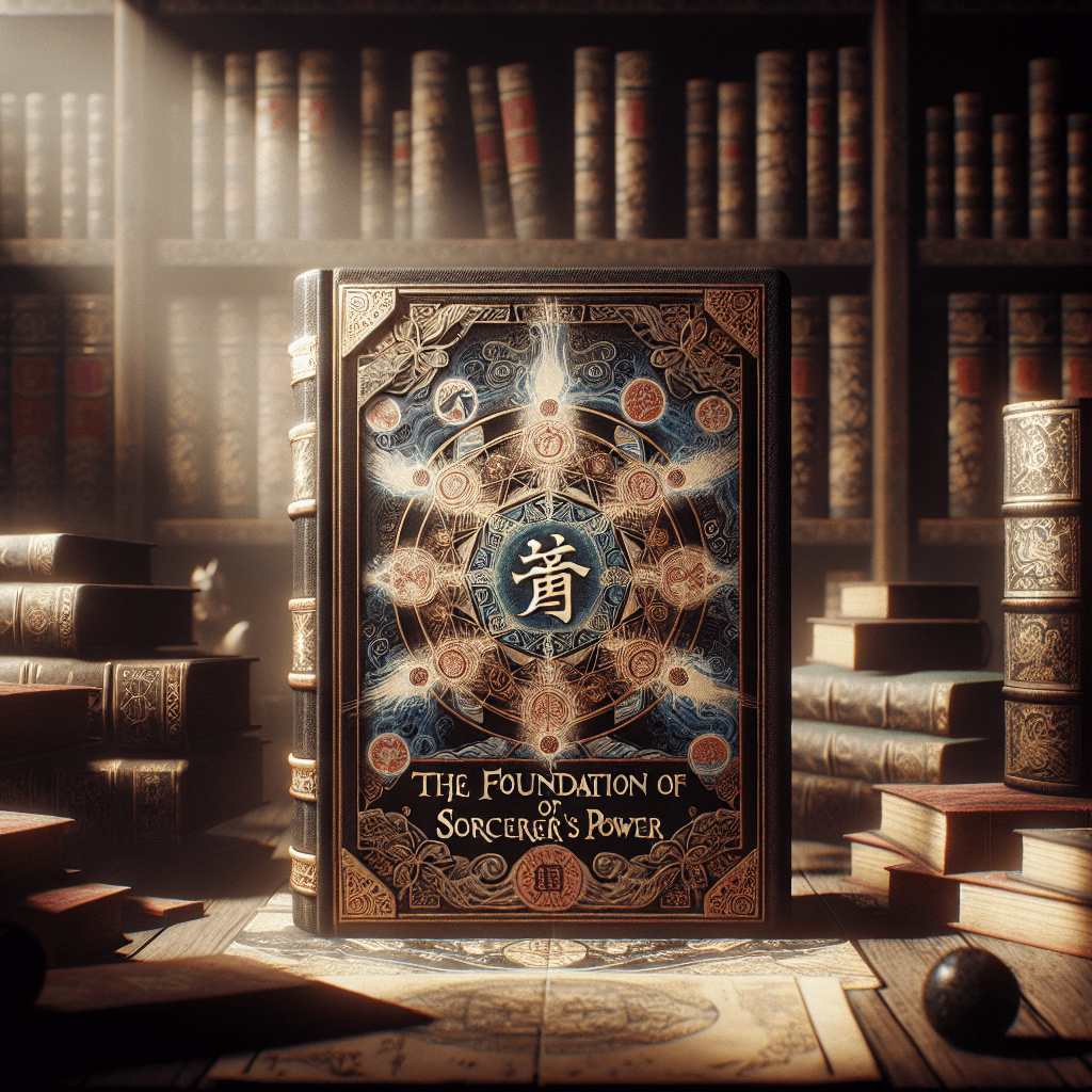 Create an image depicting an ancient, mystical tome titled 