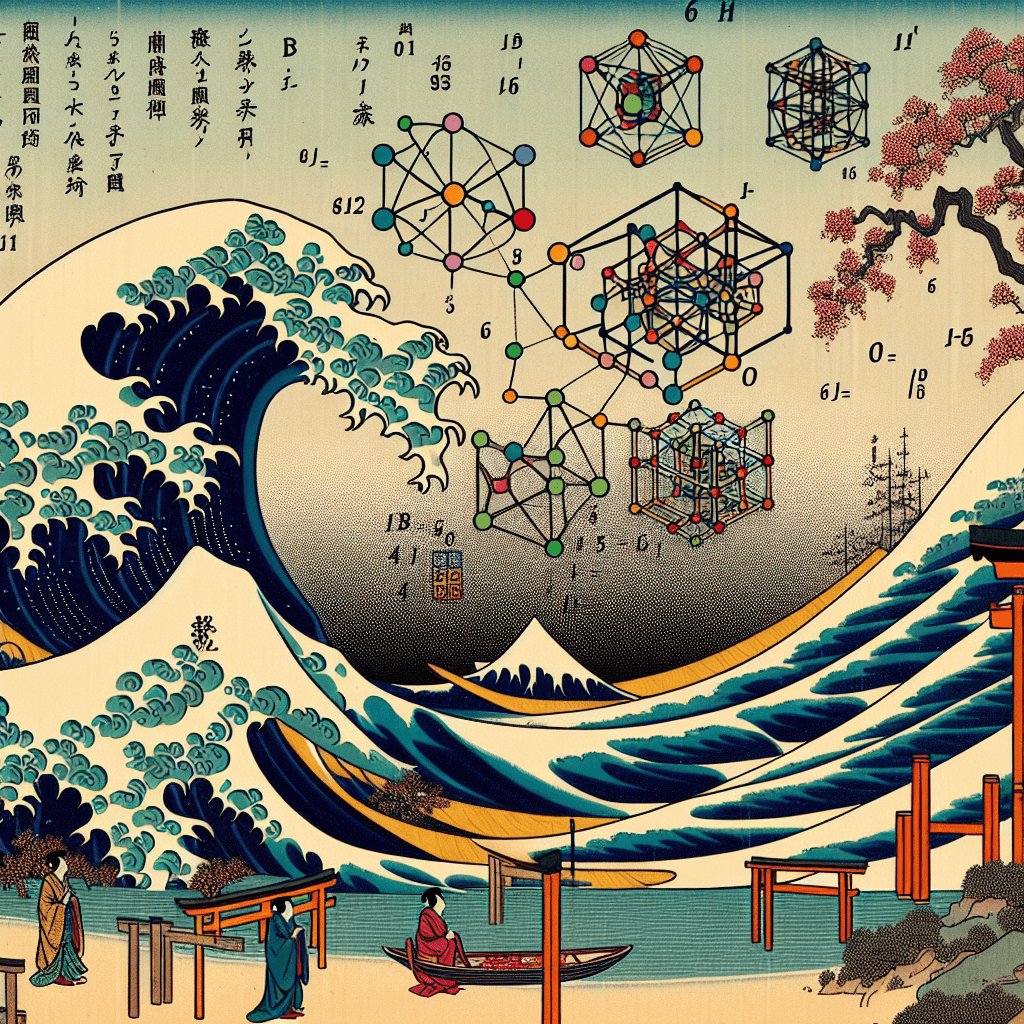 Create an image depicting the abstract world of category theory, featuring interconnected mathematical structures like objects and morphisms, illustrating the elegance and complexity of this branch of mathematics.