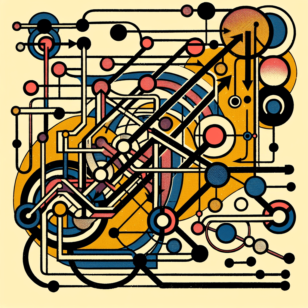 Create an abstract image depicting interconnected nodes and arrows to represent the composition of morphisms in category theory, emphasizing the flow and relationship between different elements.