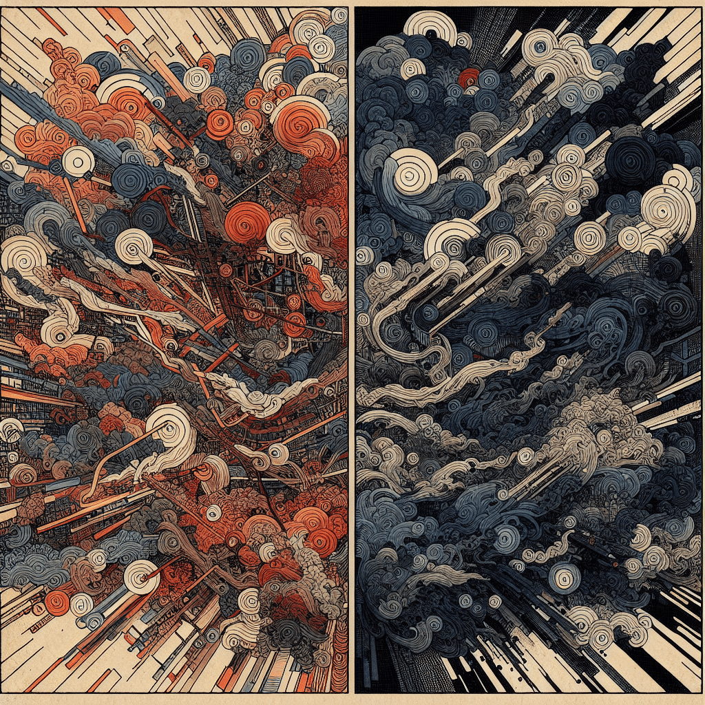 Create an image depicting the contrast between fragmented and coherent knowledge systems, illustrating the chaos of disjointed information versus the harmony of interconnected understanding.