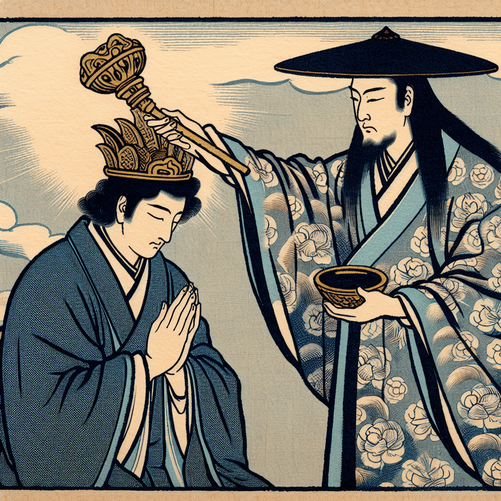 Create an image depicting King Saul being anointed by Prophet Samuel, also showing a sense of estrangement between them.