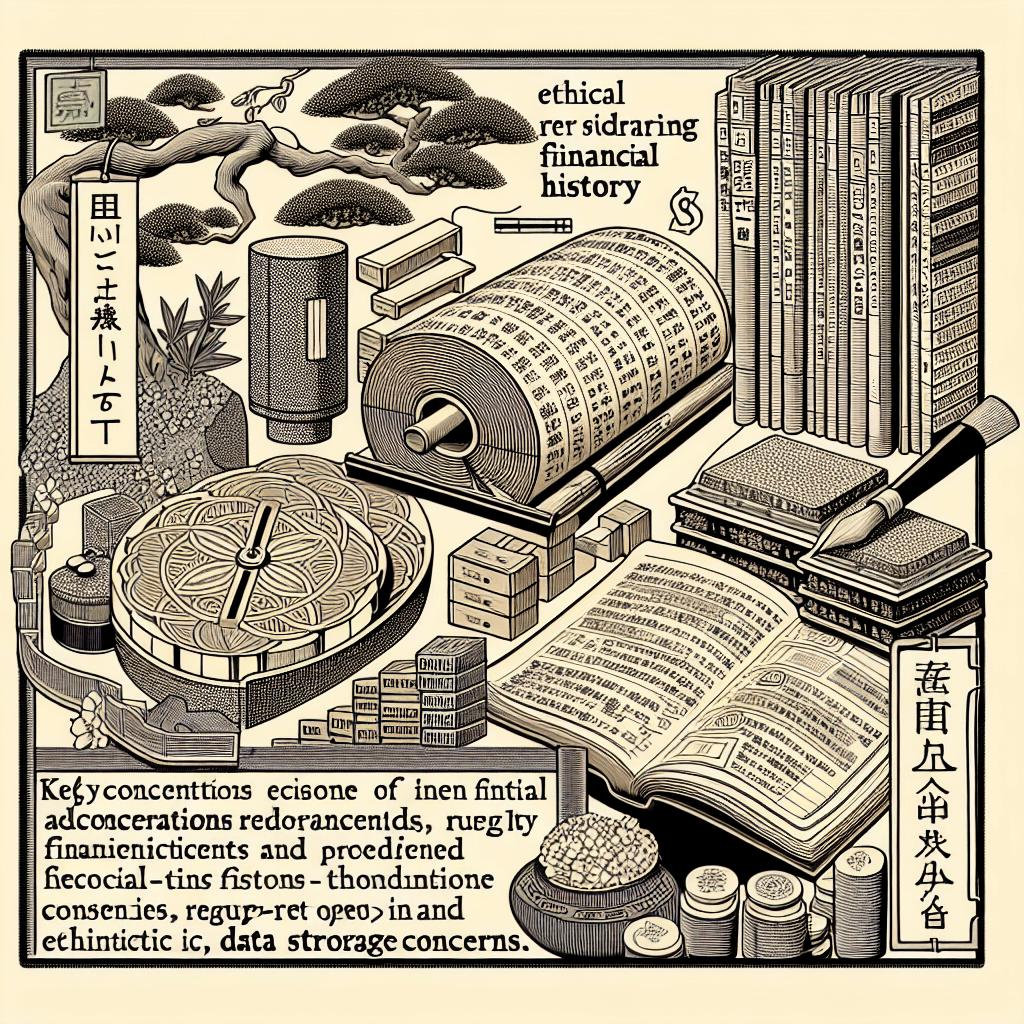 Create an image depicting the concept of data persistence and the ethical considerations of storing financial history, illustrating the balance between technological advancement and privacy concerns.