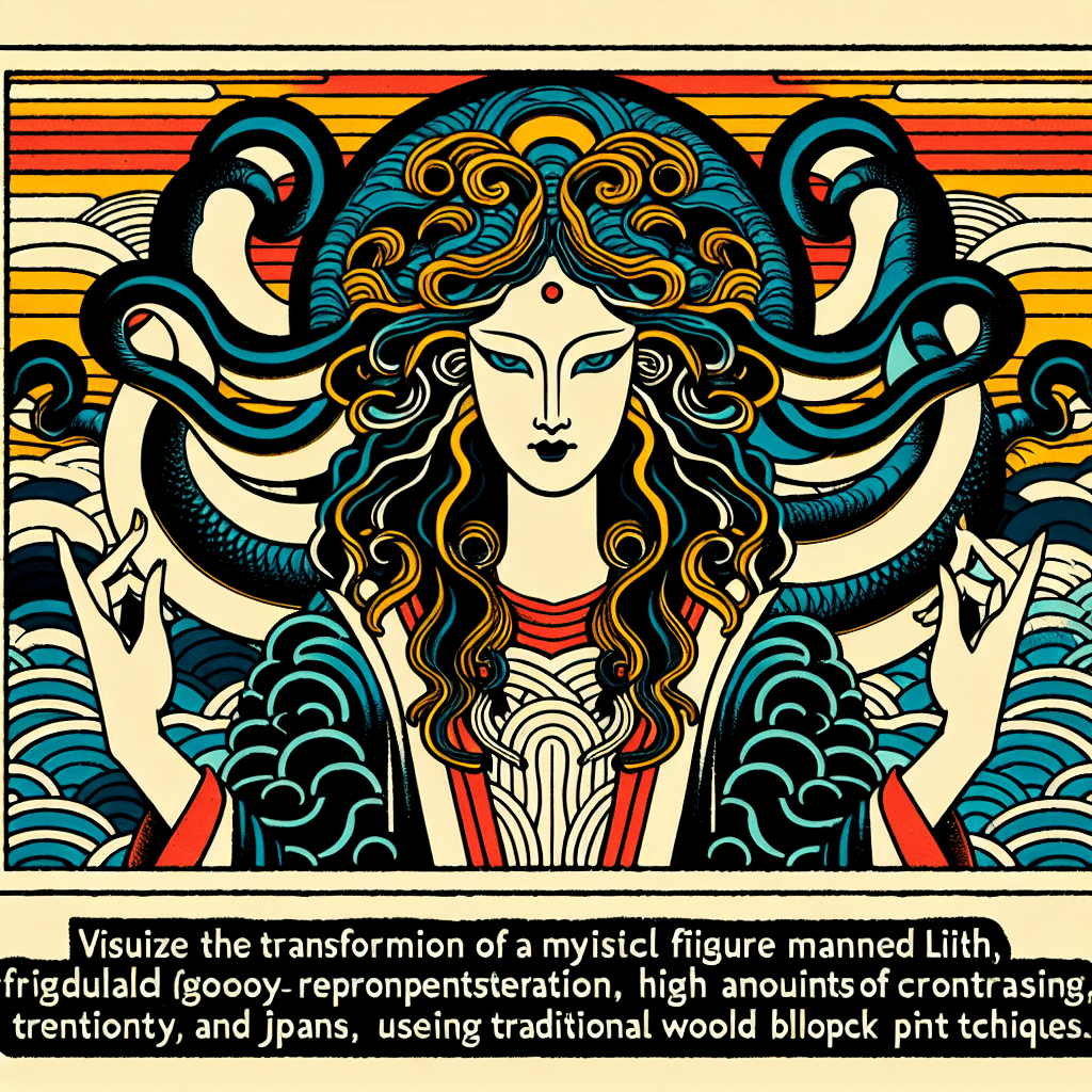 Create an image representing the transformation of the mystical figure, Lilith, as portrayed in Kabbalistic texts.