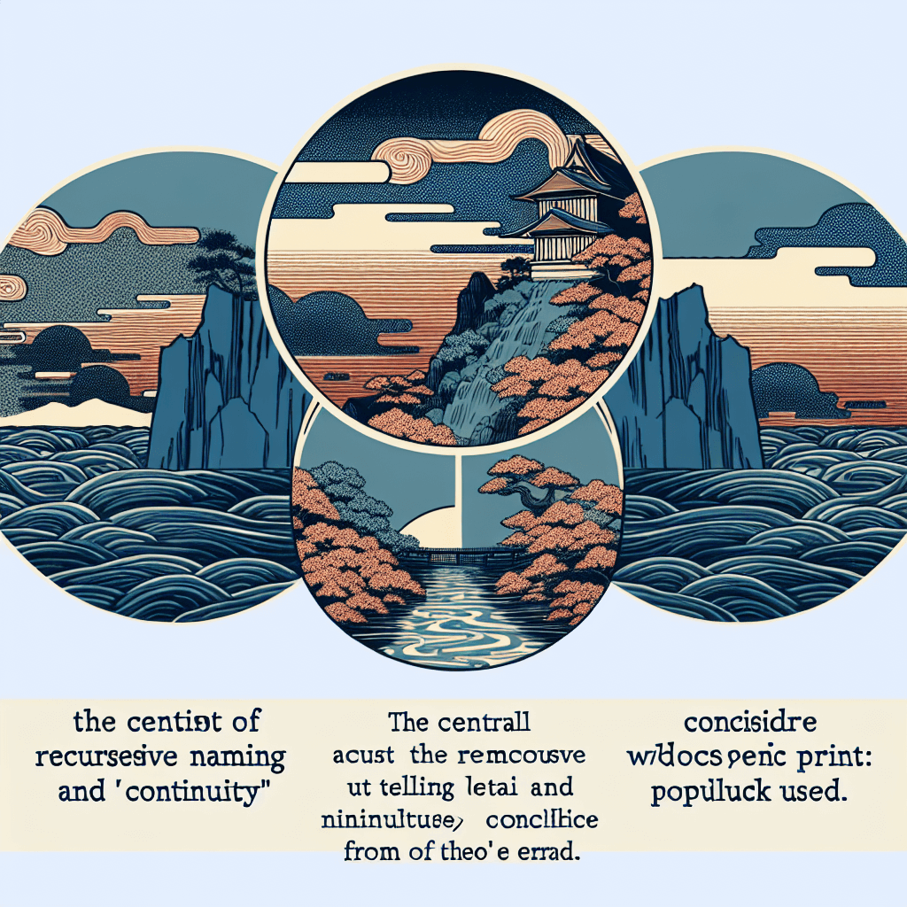 Create an image representing the concept of recursive naming and continuity, focusing on the idea of 