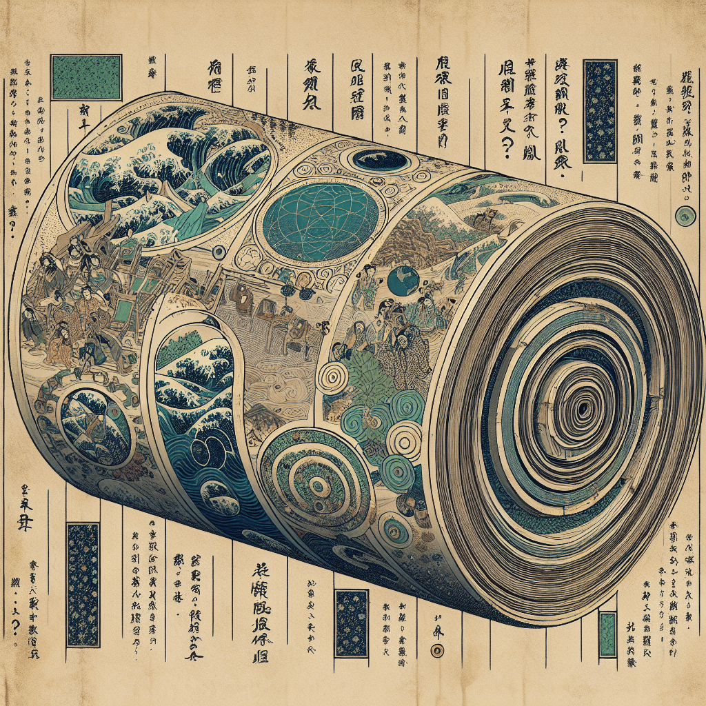 Create an image depicting an ancient scroll titled 