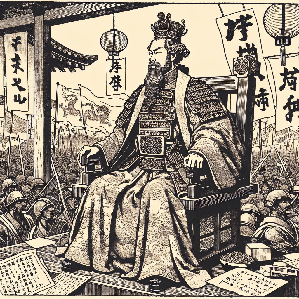 Create an image depicting King Ahab's controversial and conflict-ridden reign over Israel.