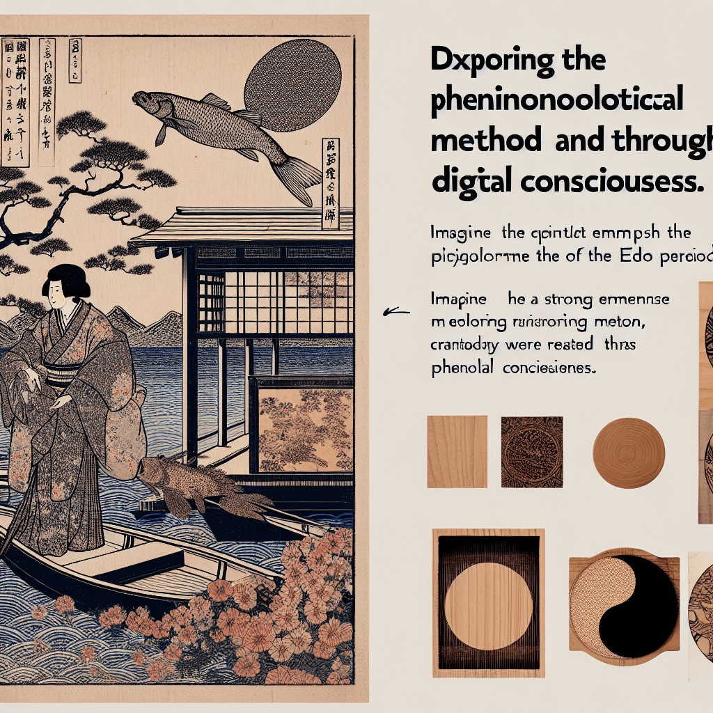 Design an image that represents the concept of exploring the phenomenological method through digital consciousness.