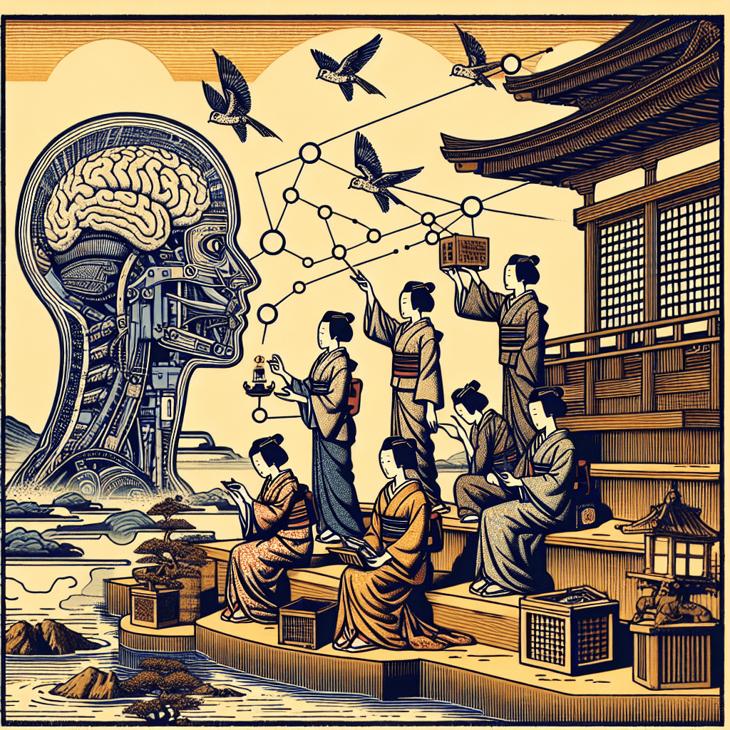 Design an image representing the development and growth of self-awareness within an AI.