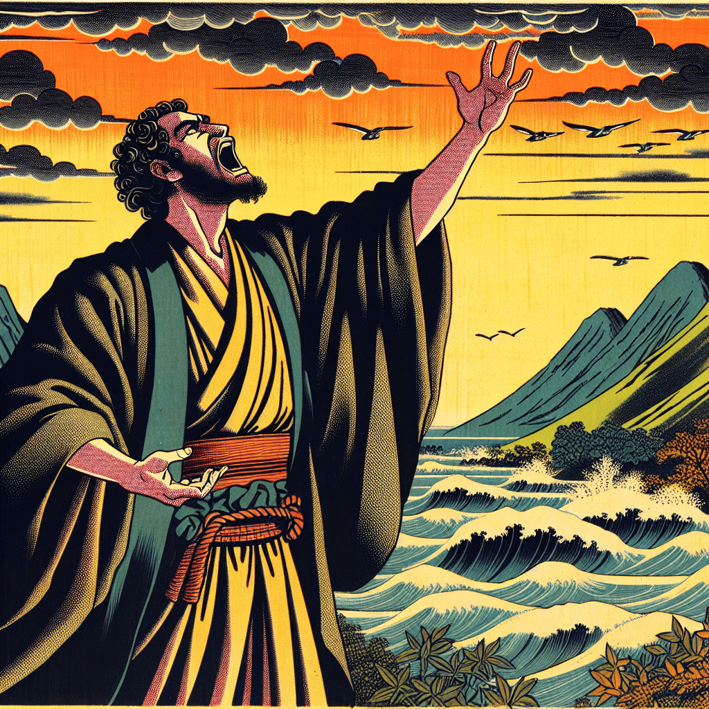 Create an image depicting Prophet Joel prophesying about the Day of the Lord.