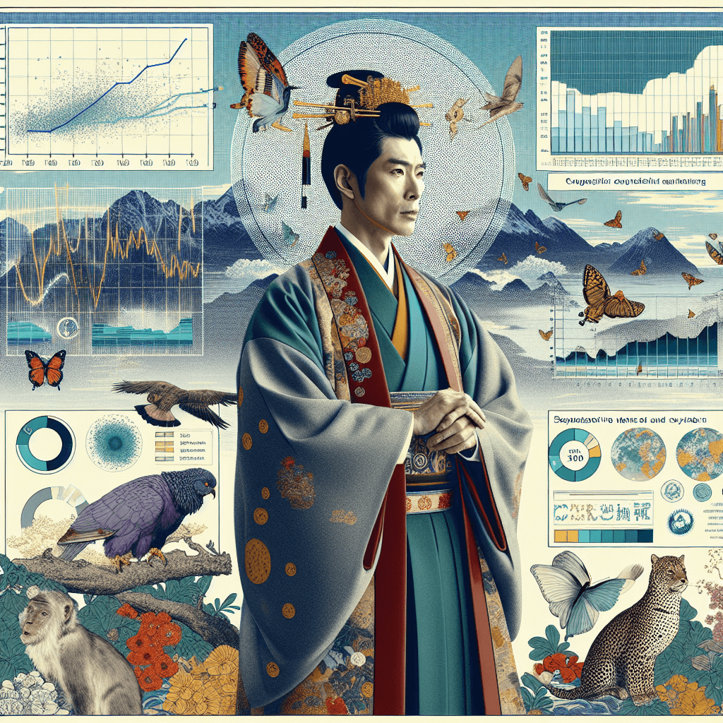 Create an image of Crown Prince Akishino using data science to promote environmental and animal welfare initiatives.