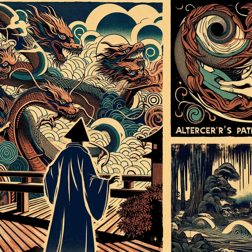 Create an image depicting a mystical journey along a sorcerer's path, where dreams and alternate realities intertwine, inviting the viewer to explore the unknown.