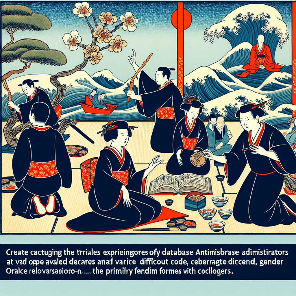 Create an image depicting the challenges and triumphs faced by database administrators while optimizing Oracle databases, highlighting real-world scenarios of problem-solving and success.