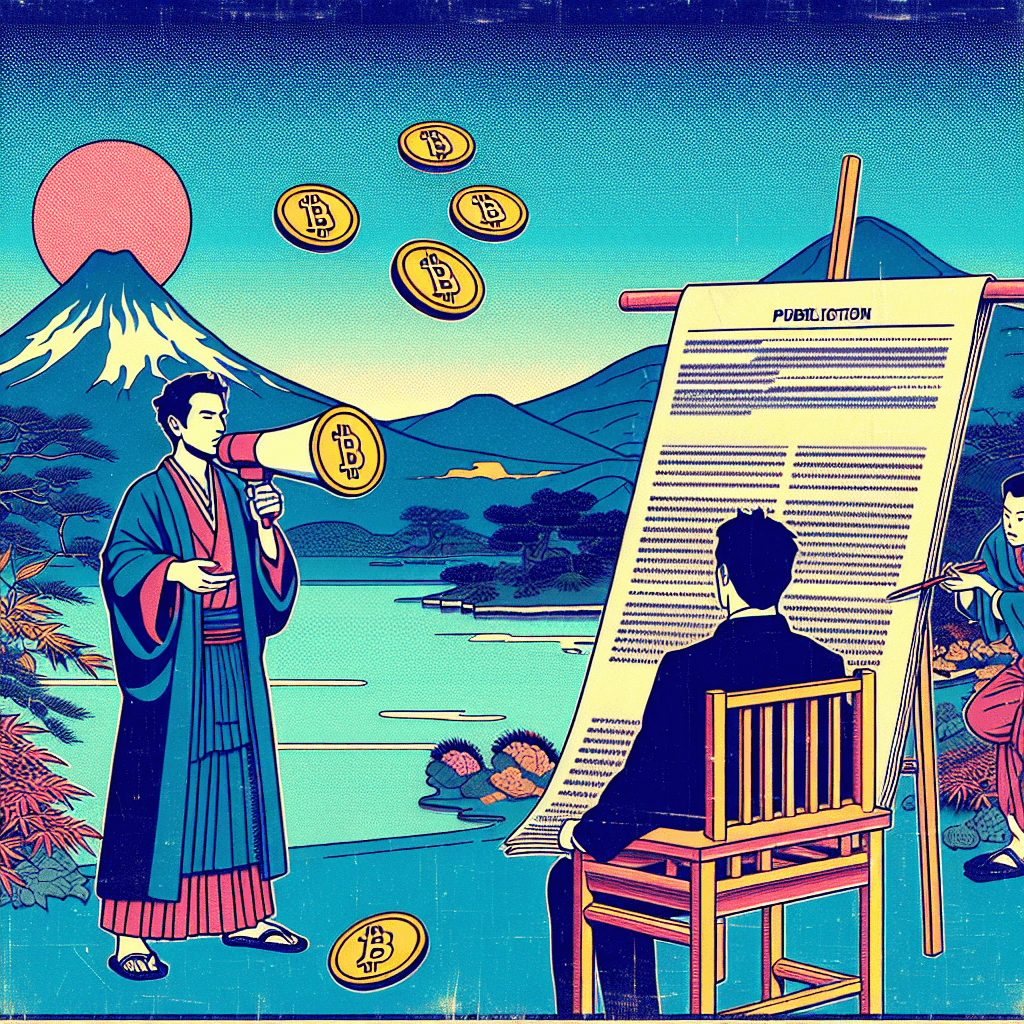 Create an image that represents the promotion and publication of Godai's voice in the cryptocurrency conversation.