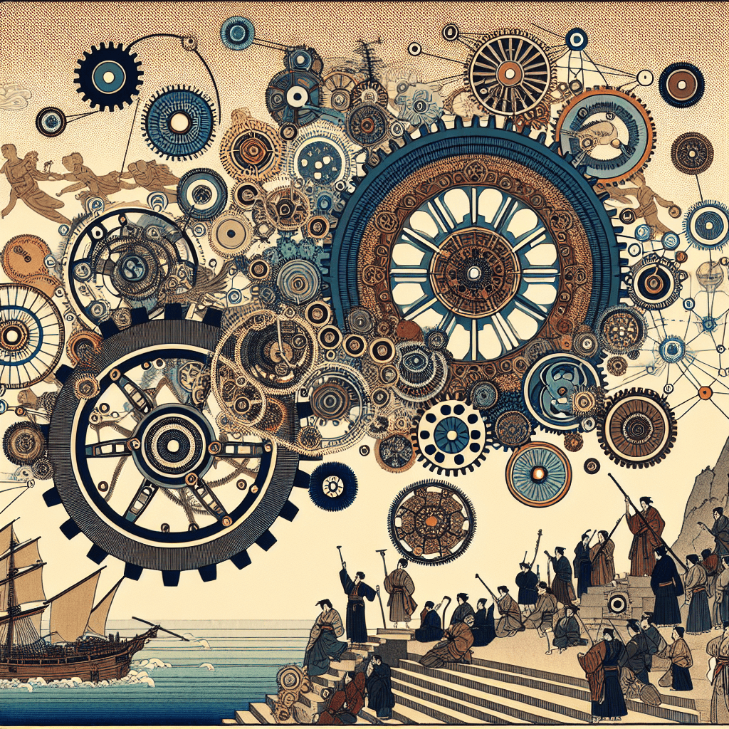 Create an image depicting a celebratory scene with elements symbolizing the mastery of concurrency in computing, such as gears, clocks, and interconnected networks, all set against a backdrop of reflection and triumph.