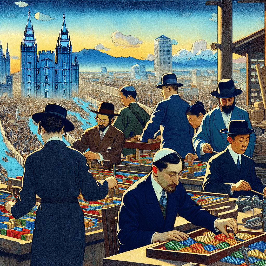 Create an image depicting Jewish contributions to the business and economy of Salt Lake City.