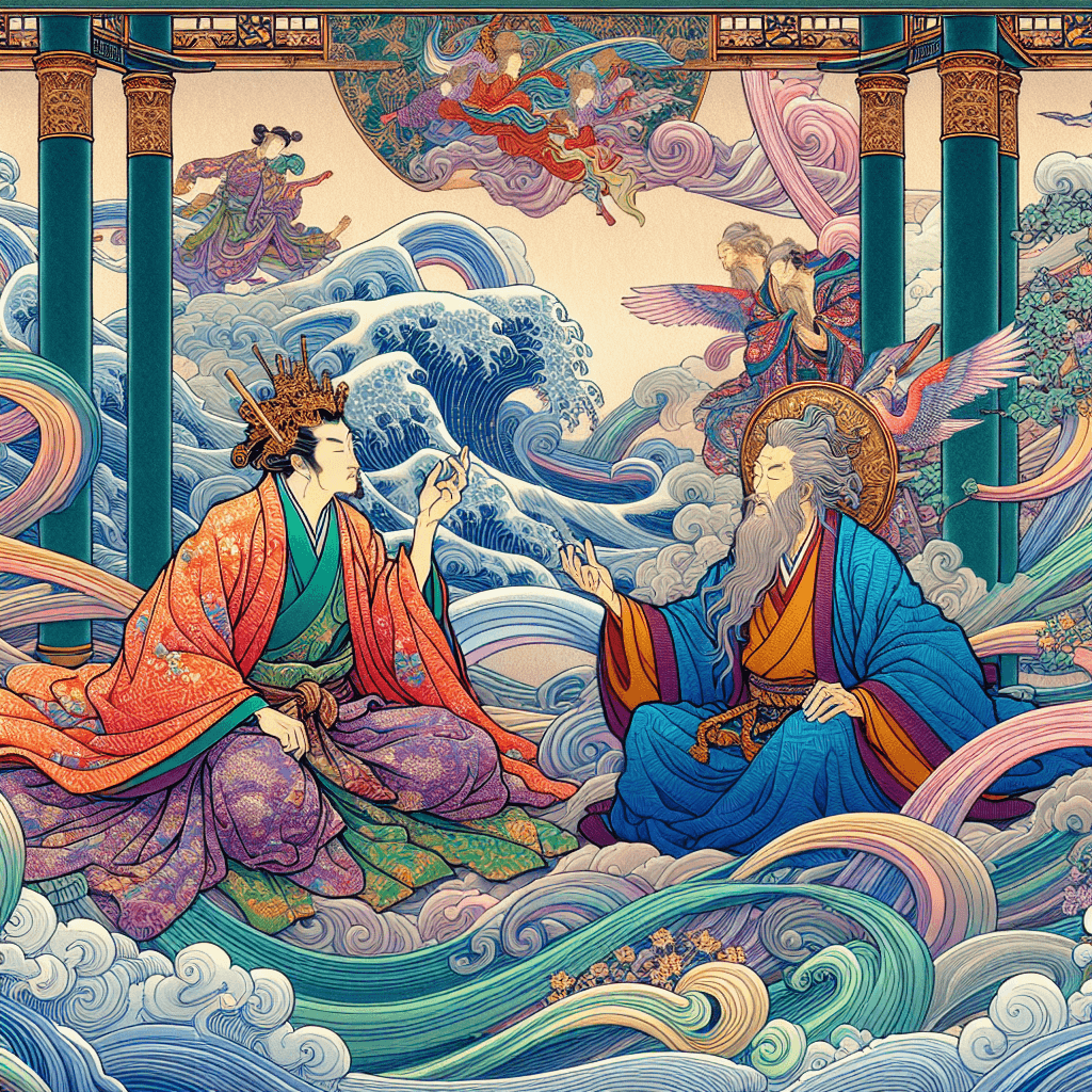 Create an image depicting King Manasseh and Prophet Isaiah interacting, showcasing the dynamics between kings and prophets.