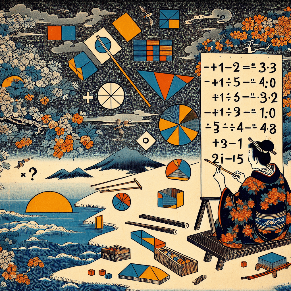 Create an image depicting the foundational elements of arithmetic and basic geometry.