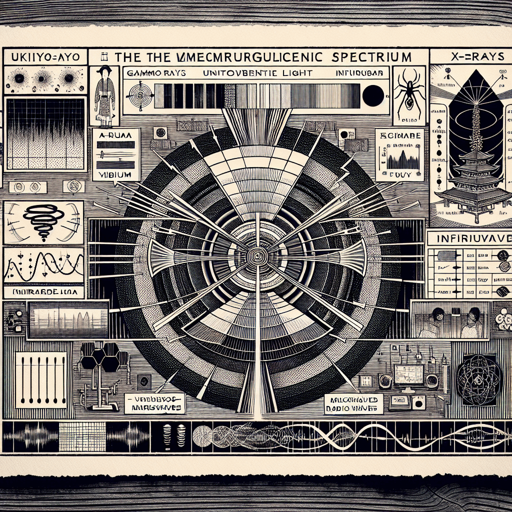 Create an image that includes visual aids and diagrams to illustrate and enhance understanding of the electromagnetic spectrum.