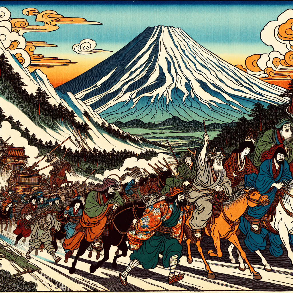 Create an image depicting the pilgrims' challenging journey to the West.
