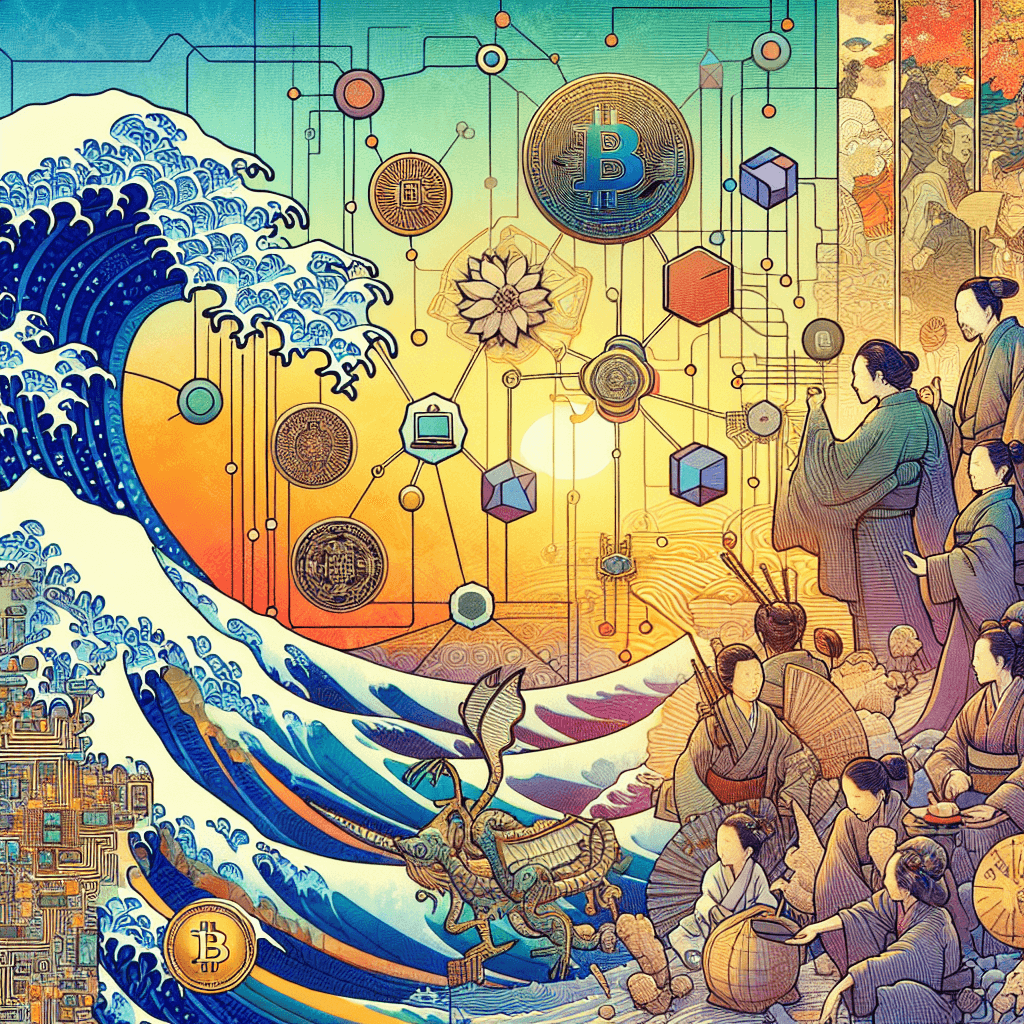 Create an image that depicts the concept of balancing efficient cryptocurrency technology with cultural nuances, symbolizing the harmony between advanced digital systems and diverse cultural elements.