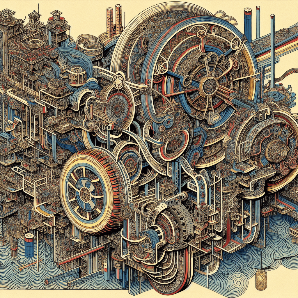 Create an image depicting a complex system of interconnected levels, illustrating both hierarchies and holarchies, where each level is part of a larger whole yet maintains its own distinct identity.