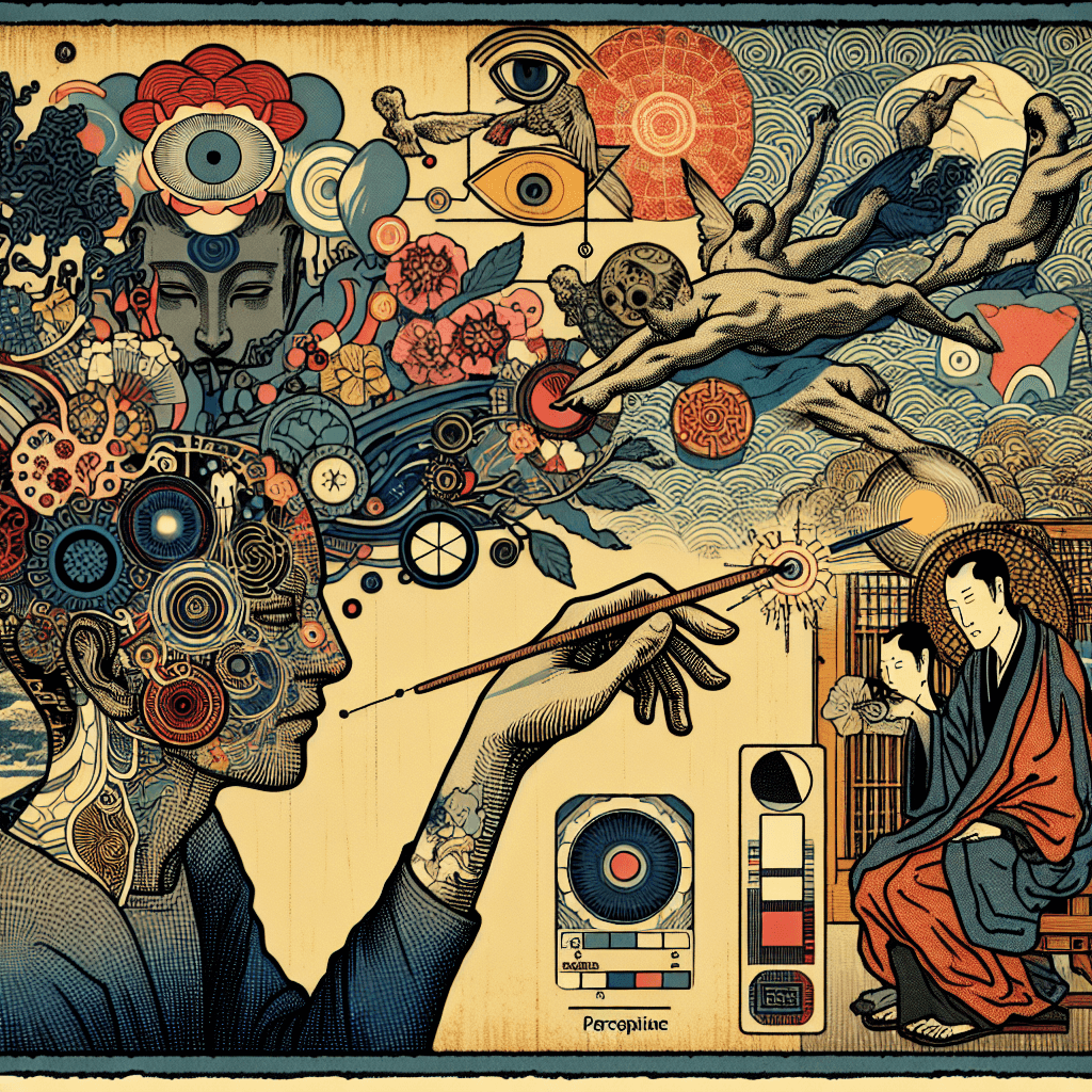 Create an image that explores the concept of the human mind's ability to recognize patterns and derive meaning from them, illustrating the intricate process of perception and understanding.