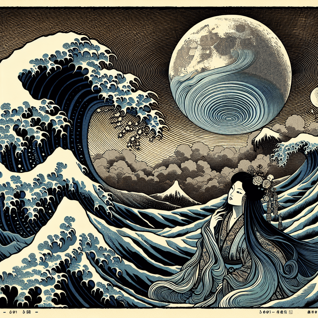 Create an image depicting the dynamics of the Eurasian Plate in a tectonic context, incorporating the mythical figure of Lilith in a nocturnal setting.