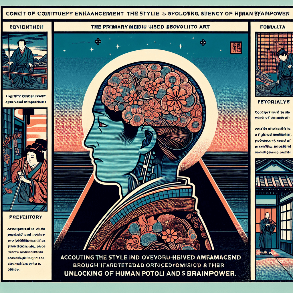 Create an image depicting the concept of cognitive enhancement through a futuristic, science-driven approach called 