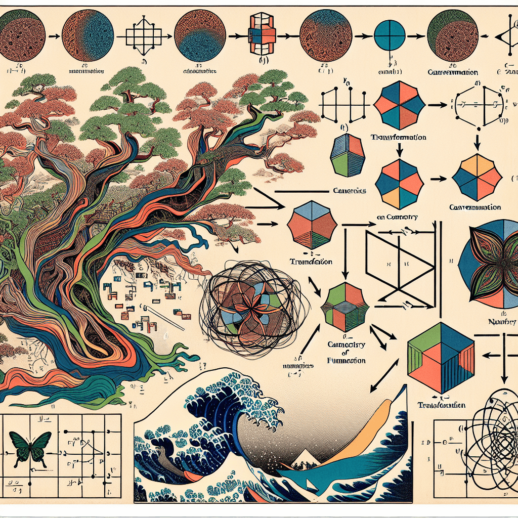 Create an image illustrating natural transformations in category theory, using visual aids like diagrams and arrows to show the relationships and mappings between different categories and functors.