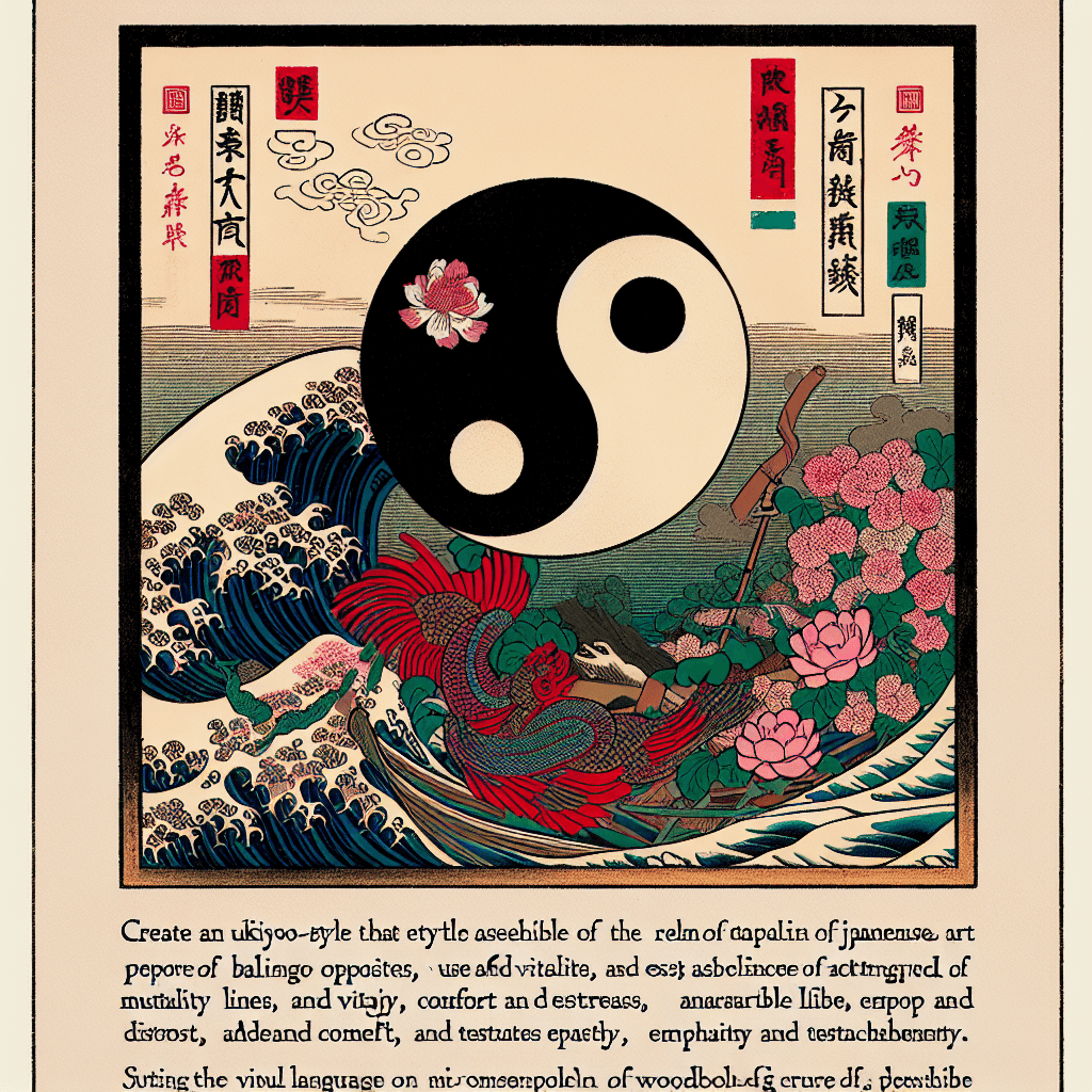 Create an image depicting the concept of balancing opposites, inspired by the yin and yang symbol, to represent the harmonious integration of dualities and dichotomies in the context of caretaker roles and responsibilities.
