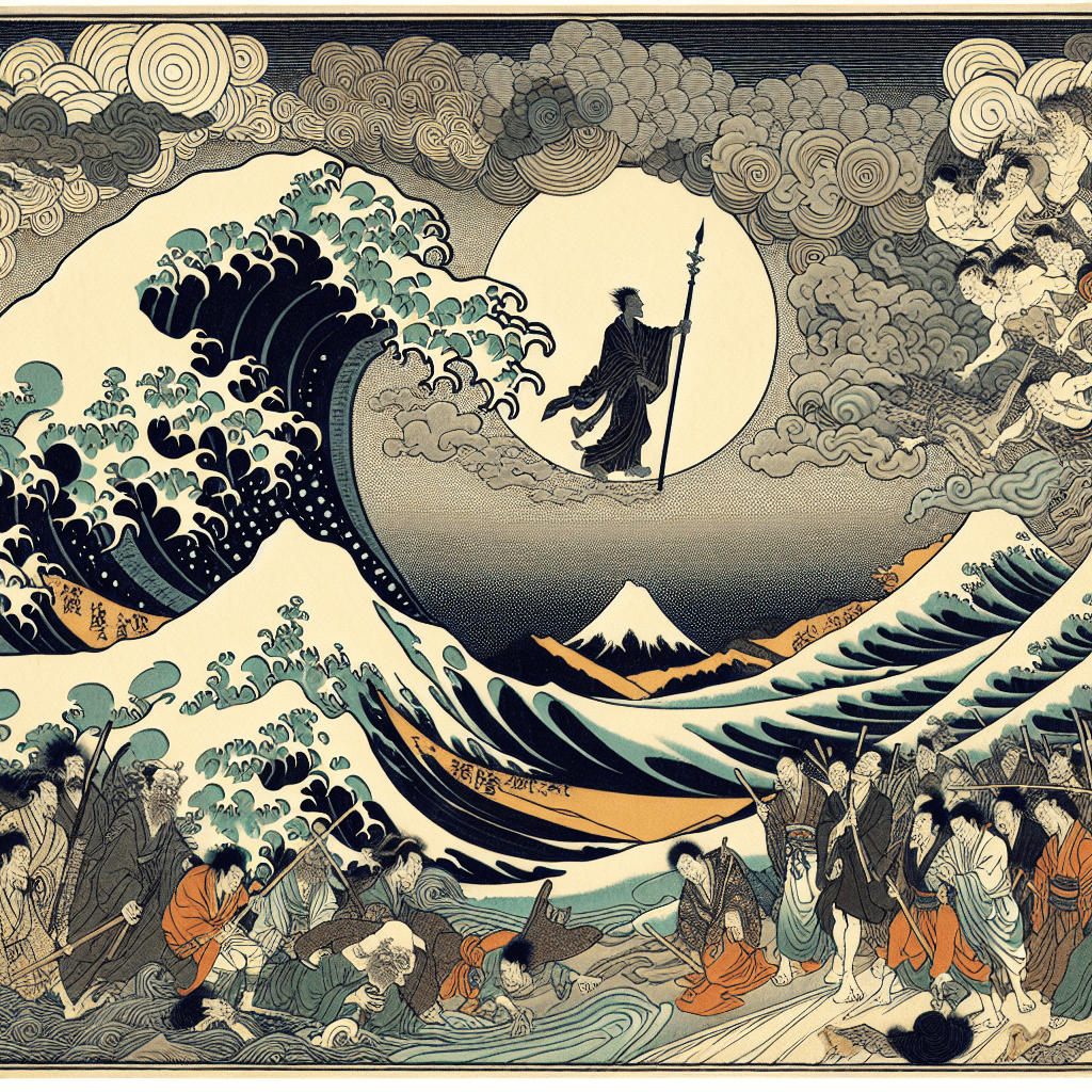 Create an image depicting the journey of King Jehu's rise to power and his eventual downfall, intertwined with elements of prophecy.