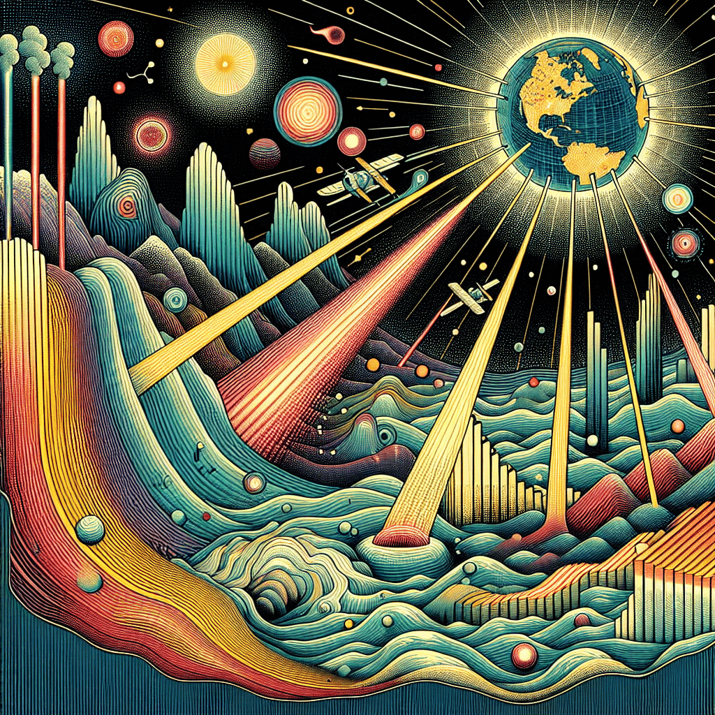 Create an image depicting the concept of infrared radiation, featuring invisible heat waves emanating from various objects, illustrating the unseen energy that heats our world.