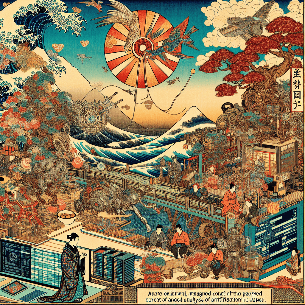 Create an image that represents the current state and analysis of Artificial Intelligence in Japan.