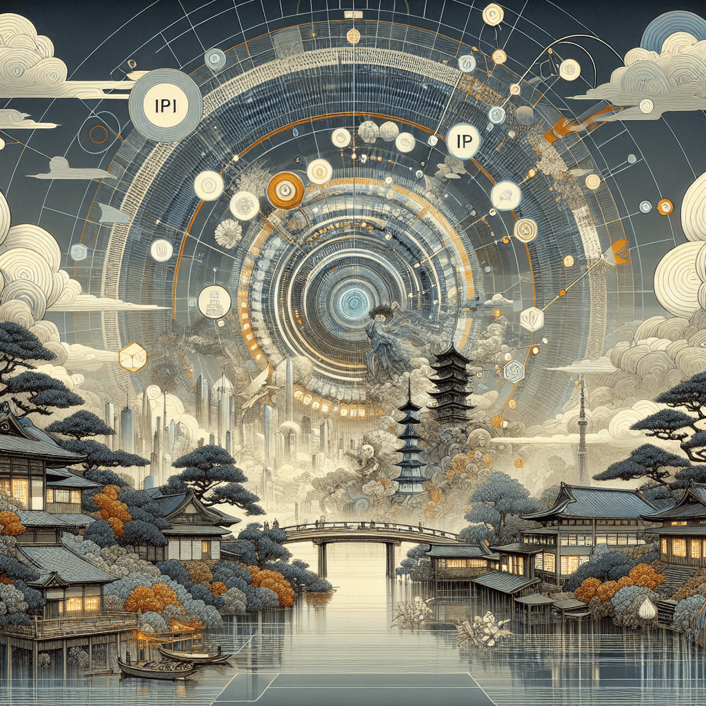 Create an image depicting SoftBank's innovative IP entity focused on dynamic routing technology, highlighting its potential for philanthropic impact.