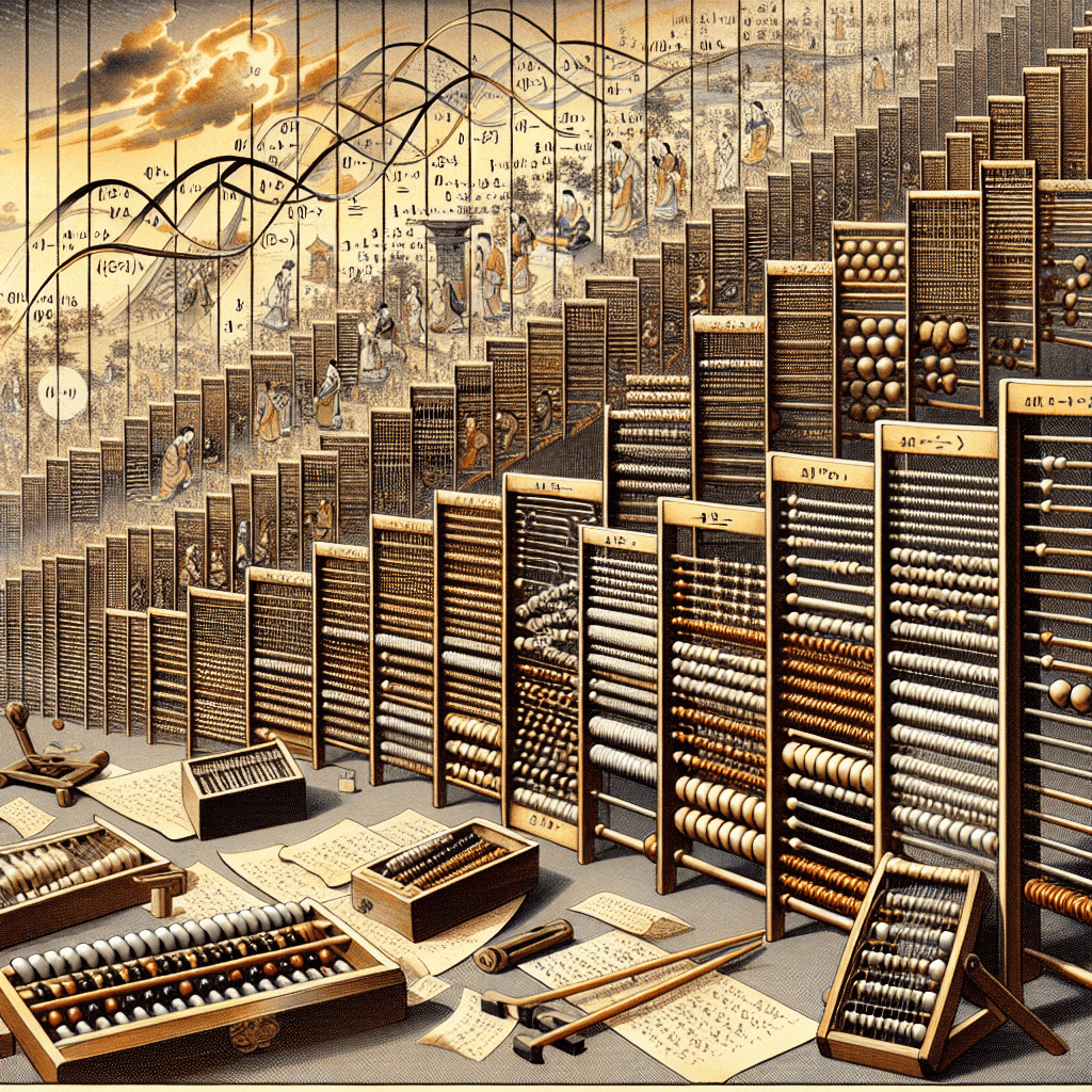 Create an image featuring the evolution of linear algebra in the 19th century, highlighting vectors and matrices with a focus on geometric transformations.