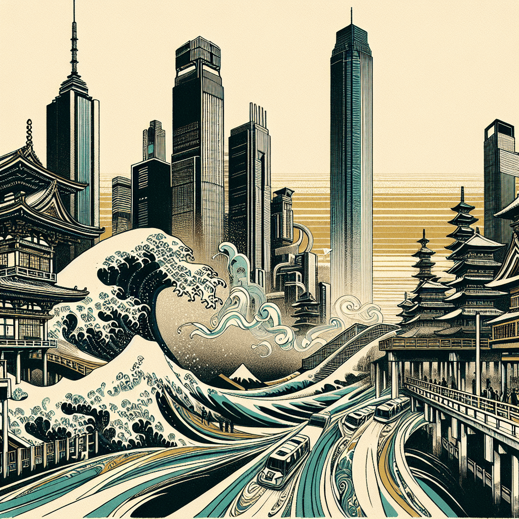 Create an image depicting a futuristic cityscape symbolizing a revolution in architectural design, inspired by the concept of molting, with AI-driven innovations transforming the urban environment.