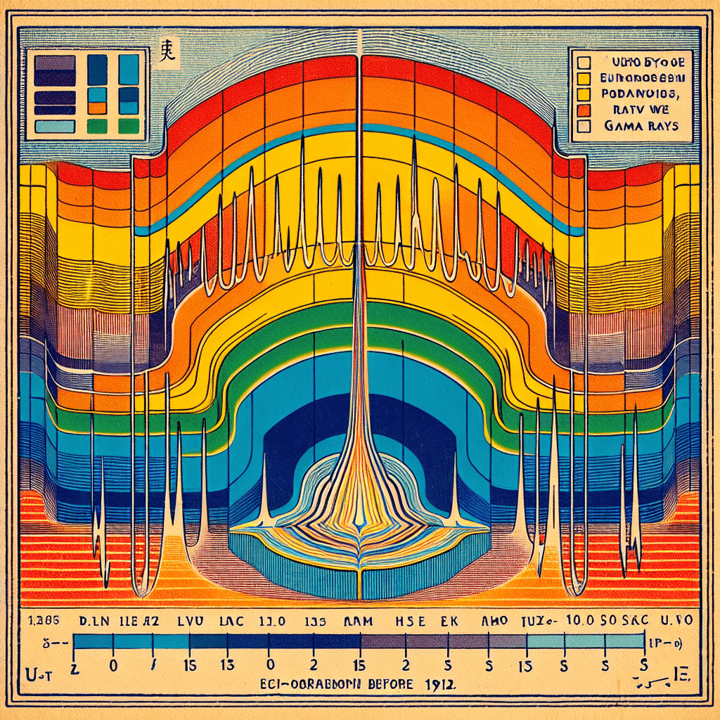 Create an image depicting the electromagnetic spectrum, showcasing the range from radio waves to gamma rays, with vibrant colors and labeled sections for each type of wave.