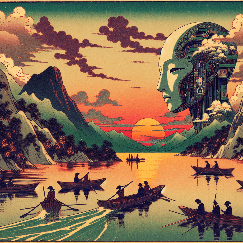 Create an image depicting the journey towards achieving Artificial General Intelligence (AGI) and what lies beyond it.