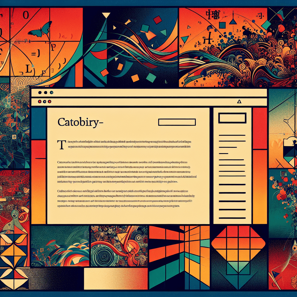 Create an image featuring a vibrant and dynamic blog page with captivating titles related to category theory, incorporating abstract mathematical symbols and diagrams.