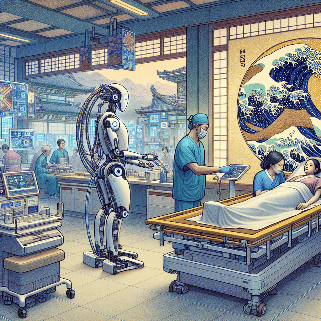 Create an image depicting the revolutionary impact of AI on diagnostics and patient care in healthcare.