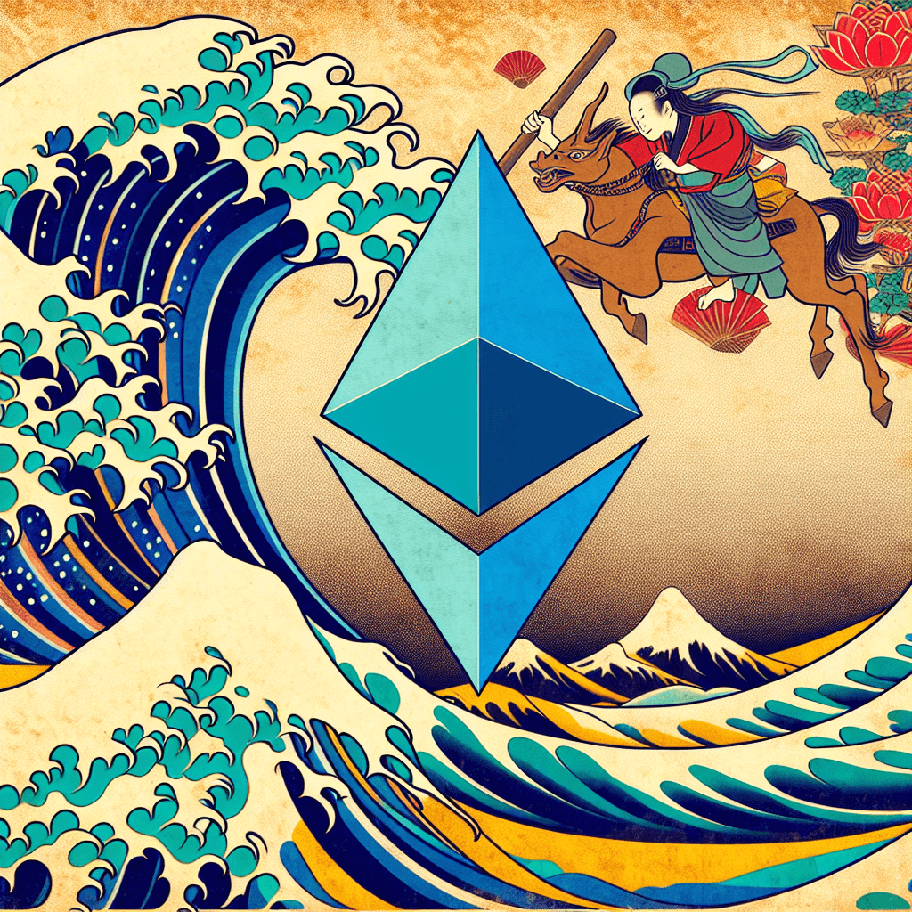 Design an image representing Ethereum's Ether as the breath of innovation.