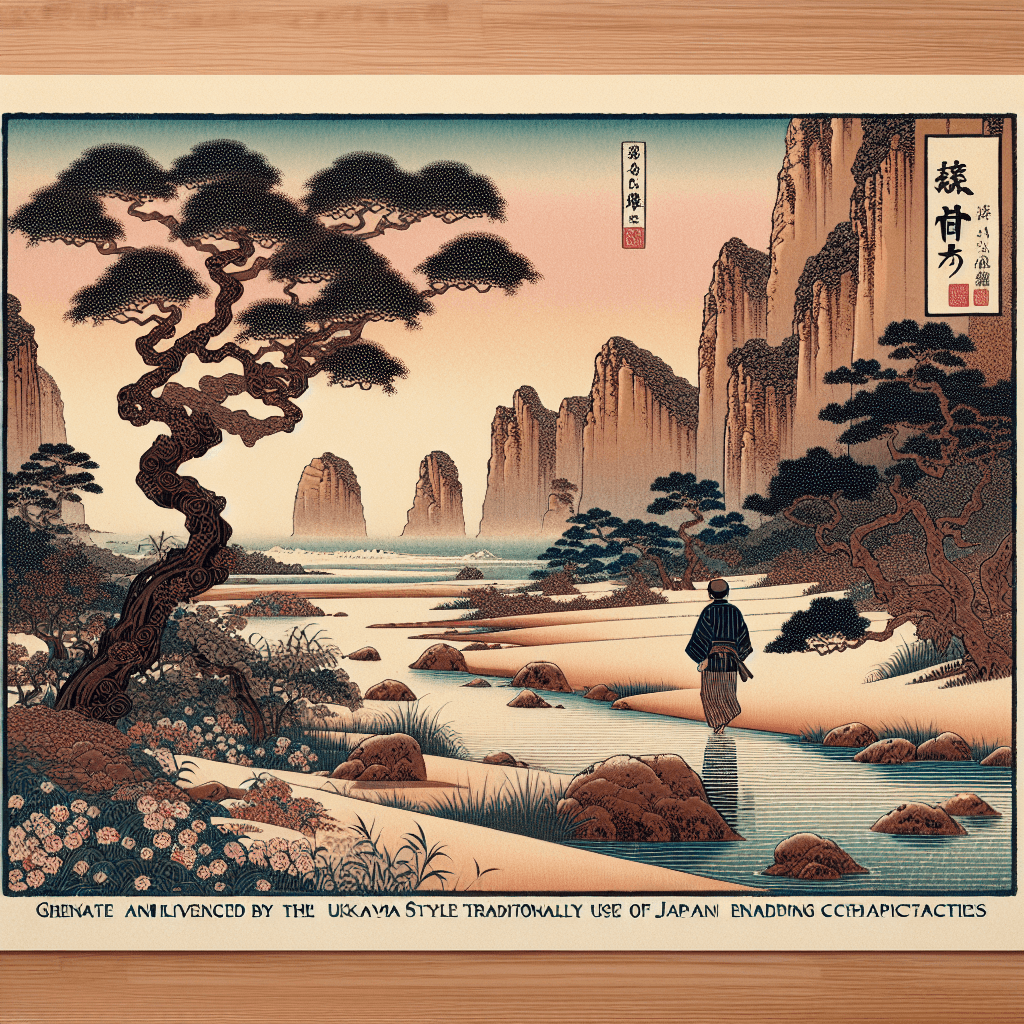 Create an image depicting a serene Omani landscape, highlighting its traditional elements, with a focus on a figure taking cautious steps through this timeless environment.