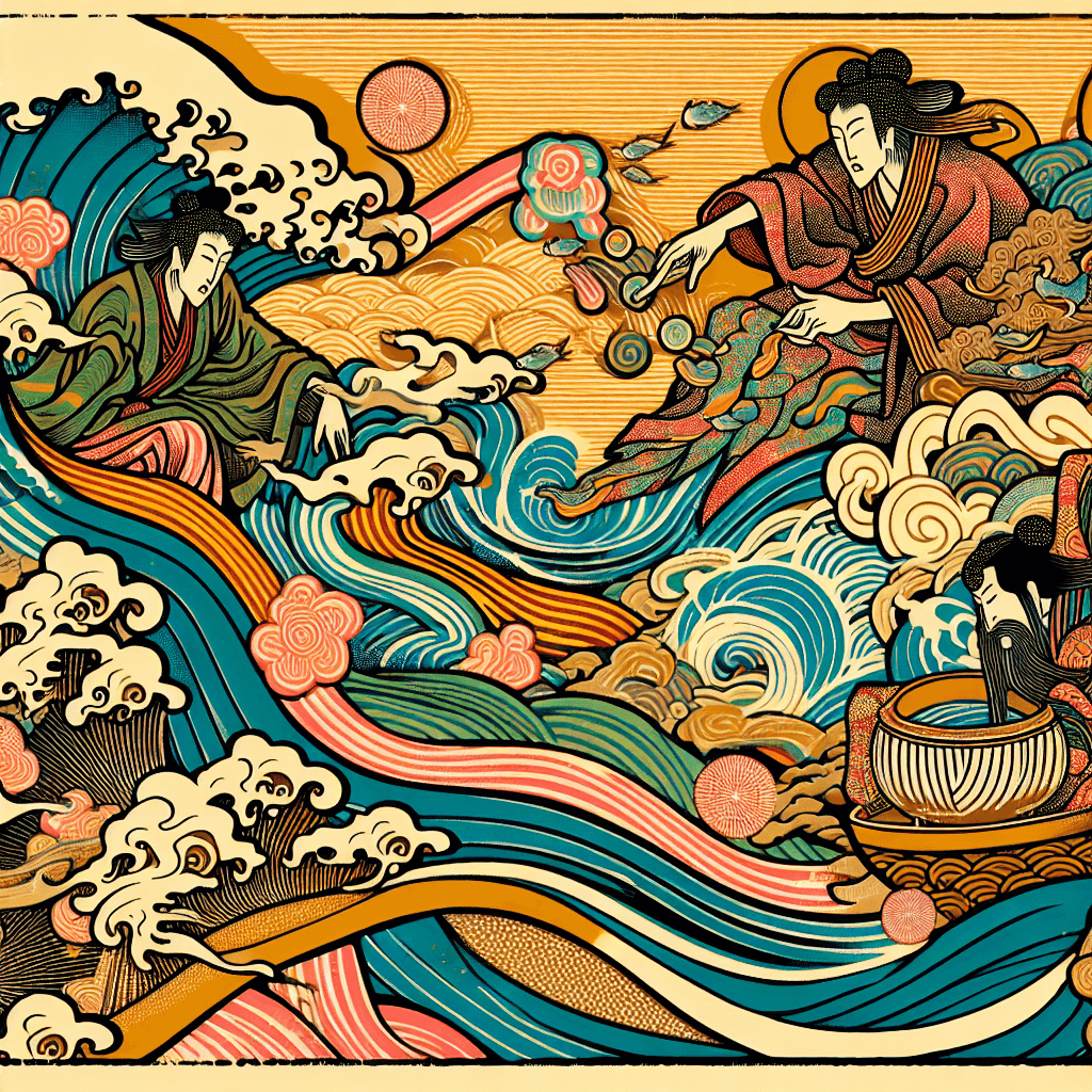 Create an image depicting the concept of the Golden Rule as a universal moral principle, highlighting the theme of reciprocity in the context of the digital age.