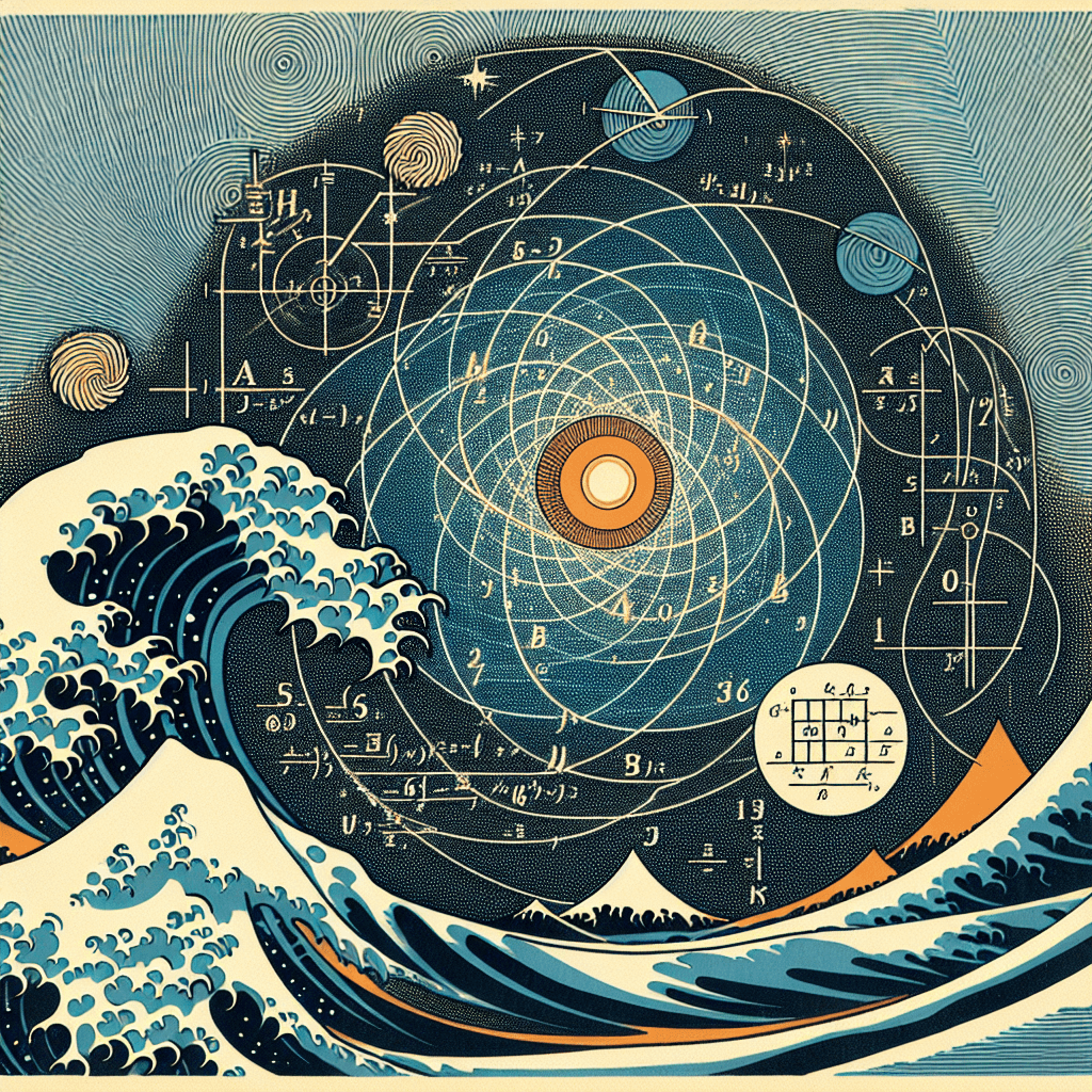 Create an image depicting the vastness of the cosmos with mathematical symbols and equations subtly integrated into the celestial elements, inspired by the theme 