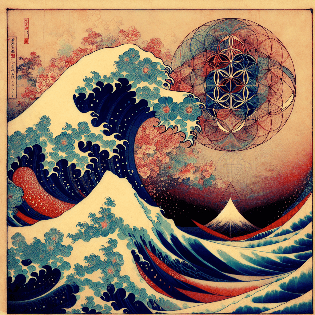 Create an image that represents the abstract and complex nature of modern algebra, focusing on the concept of a 