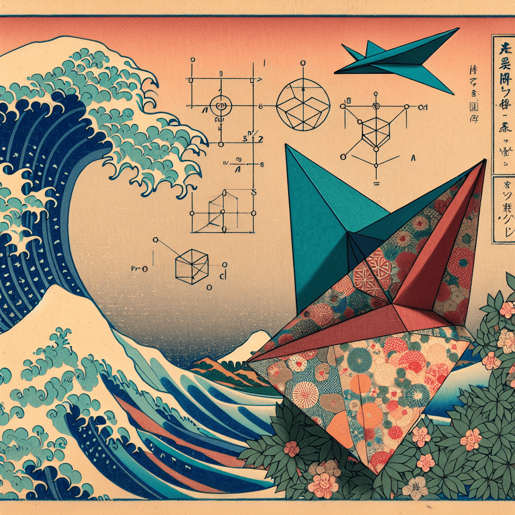 Create an image depicting an origami airplane to symbolize the concept of morphisms and their composition in category theory.