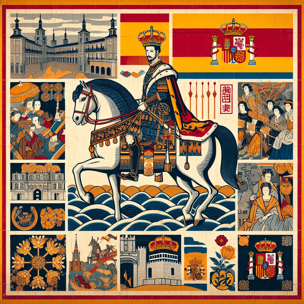 Create an image depicting Spain's monarchy as a symbol of cultural patronage and social responsibility, highlighting its historical influence and modern-day relevance.