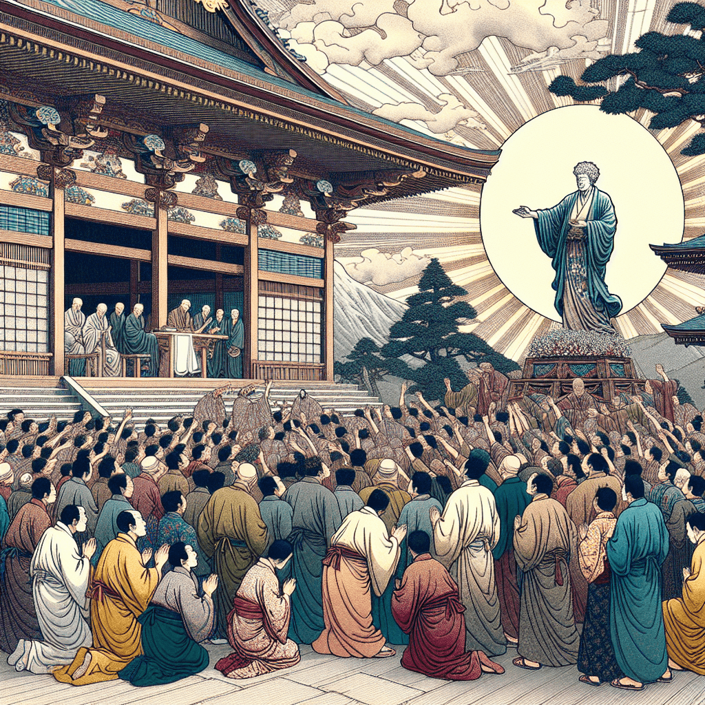 Create an image depicting Prophet Haggai urging people to rebuild the temple.