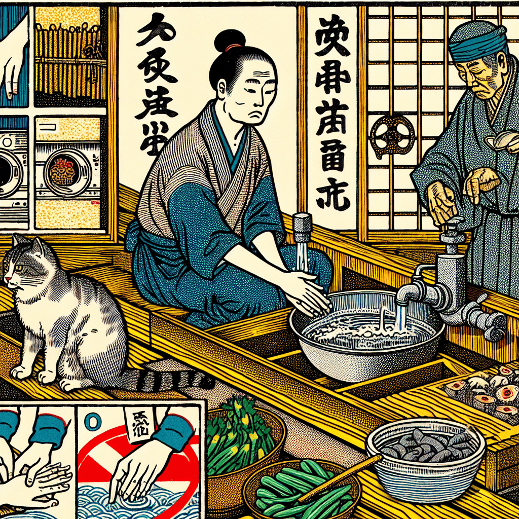 Create an image depicting efforts to prevent T. gondii infection, highlighting measures such as proper food handling, pet care, and hygiene practices.