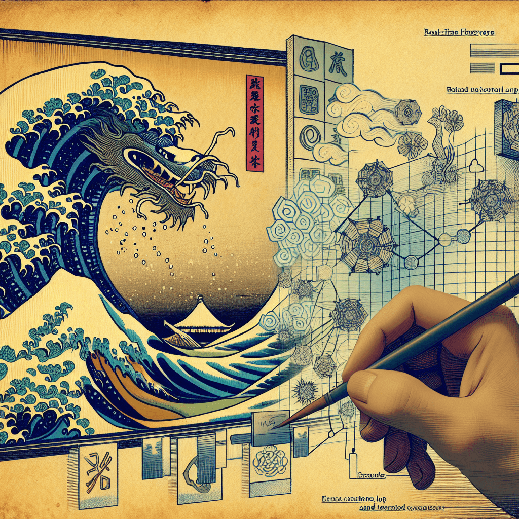 Create an image depicting a digital network environment where complex firewall rules are being formalized and integrated with real-time watchers' logs, symbolizing enhanced cybersecurity and data protection.